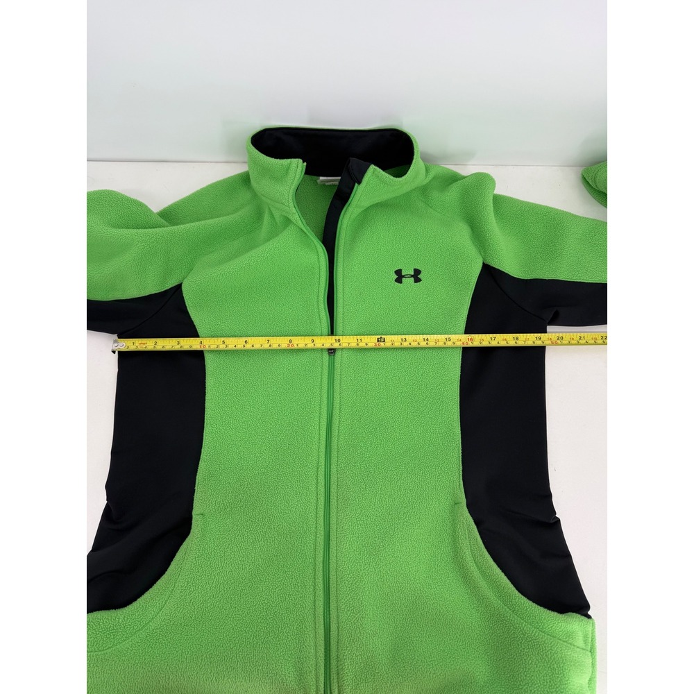 Vintage Under Armour Mens Fleece Full Zip Jacket Green Black Mock Neck Sz L - Picture 5 of 9